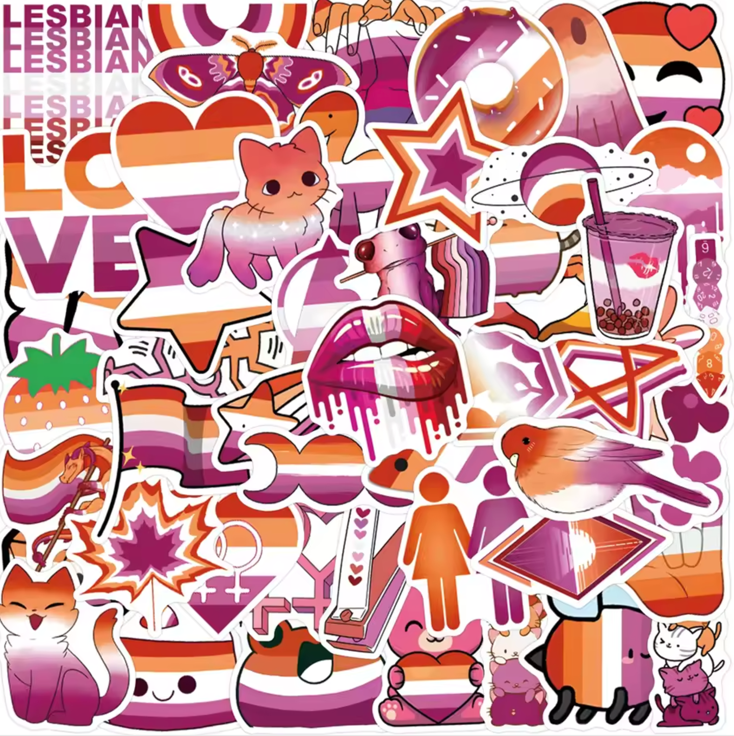 LESBIAN PRIDE STICKERS - PACK OF 3