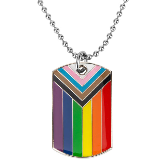 RAINBOW PROGRESS PRIDE FLAG DOGTAG NECKLACE