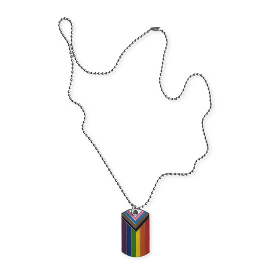 RAINBOW PROGRESS PRIDE FLAG DOGTAG NECKLACE