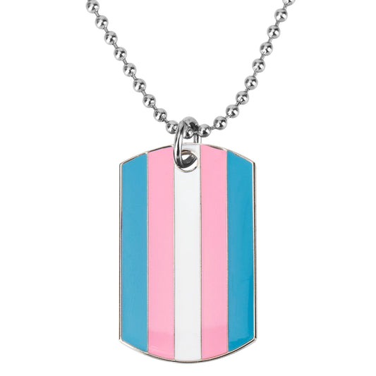 TRANS PRIDE FLAG DOGTAG NECKLACE